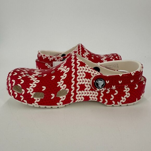 Crocs Adult Classic Clogs Women's 5 Men's 3 Red Holiday Sweater Slip-on Shoes J2 - Picture 10 of 10